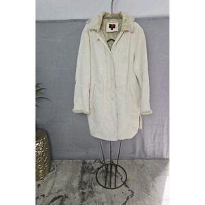 Gallery Womens Micro Suede Faux Fur Lining Knee Length XL Jacket Coat